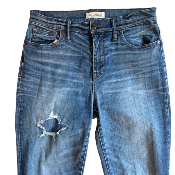 Madewell Women’s 30 “High Riser Skinny” Blue Denim Distressed Jeans - Picture 5 of 13